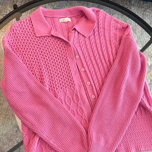 La Hearts Pink Button-Up Cardigan